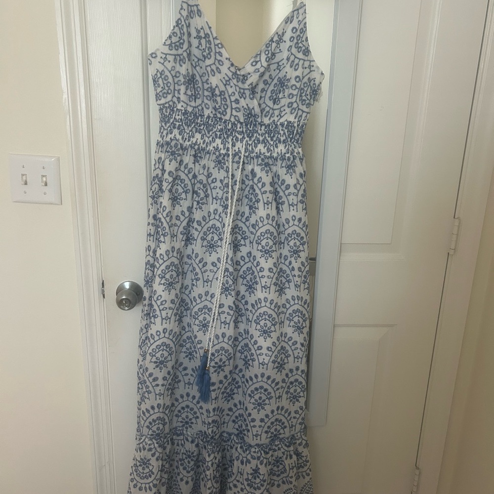 Cherry LA Blue and White Floral Maxi Dress M/L